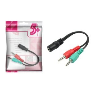 Cabo Adaptador Headset 2 P2 Macho X 1 P3 Fêmea-Preto