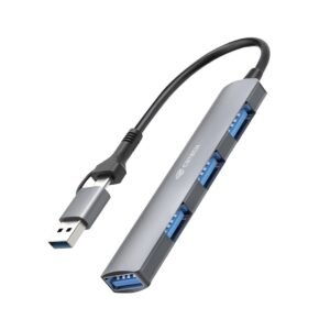 HUB USB C 3.0 4 Portas C3Tech Prata - HU-C330GY